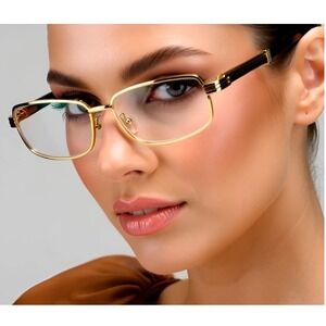 Gold Frame Glasses Wood Temple Women Designer Style Fashion Eyeglasses Gafas New